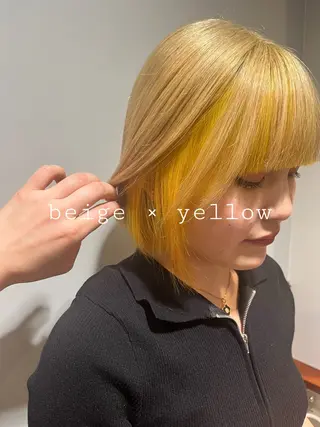 ミディアム カラー 初ブリーチOK✨ ハイトーン稲吉菜々美のヘアスタイル