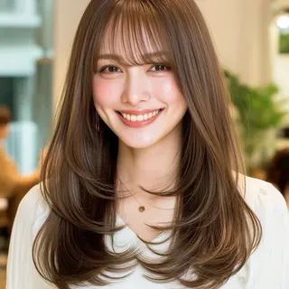 セミロング こうき/前髪割れ癖 改善/カット/カラーのヘアスタイル