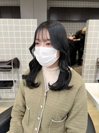 セミロング カラー パーマ ヘアアレンジ メンズ キッズ 上品＆韓国風 🥀海心🥀のヘアスタイル