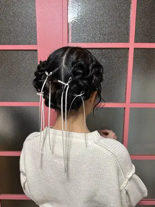 ミディアム ヘアアレンジ 杏寿 ヘアセットサロンのヘアスタイル