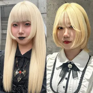 セミロング カラー Acchon/心斎橋 💚ダブルカラーのヘアスタイル
