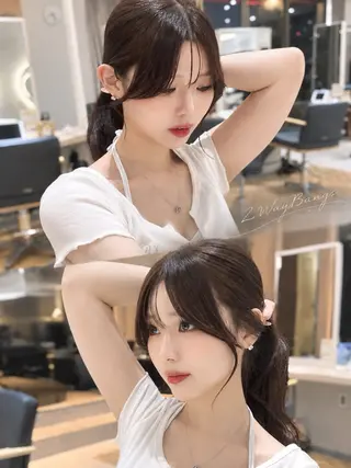 ロング カラー 韓国🇰🇷レイヤー 映える顔周り🩷のヘアスタイル