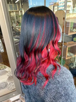 セミロング 暖色系カラー まおのヘアスタイル