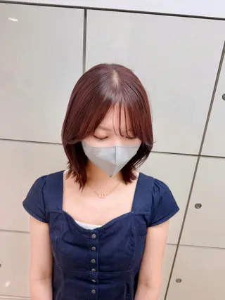 ショート カラー ベージュカラー/ 束感マツエク/ここなのヘアスタイル