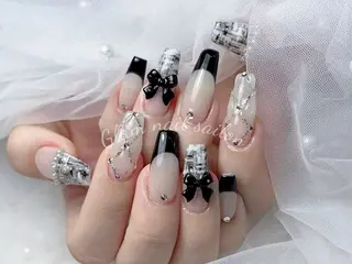 ネイル エツメ💅 長さ出し🎀デザインのネイルデザイン