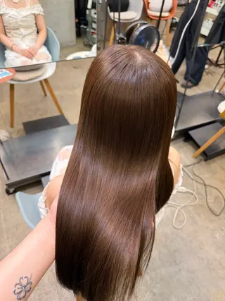ロング カラー 縮毛矯正/ 透明感カラー/真菜のヘアスタイル