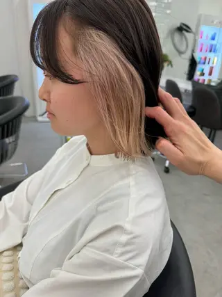 ミディアム カラー ブリーチ特化 梅田本多翔のヘアスタイル