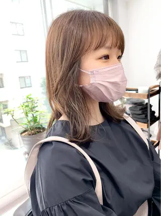 ミディアム カラー パーマ ヘアアレンジ メンズ キッズ ネイル マツエク・マツパ アイブロウ 似合せレイヤー/ 柔らか透明感カラーのヘアスタイル