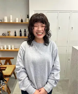 ミディアム パーマ hisa/cut model募集中のヘアスタイル