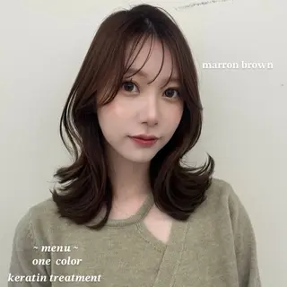 ミディアム カラー ワンカールで決まるレ イヤー/角岡泉希🩶のヘアスタイル