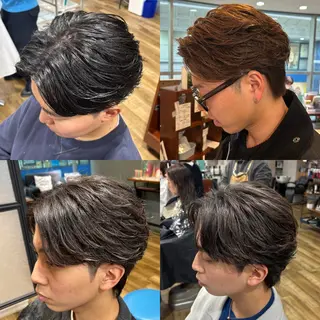 ミディアム パーマ メンズ 鶴田 将清のヘアスタイル