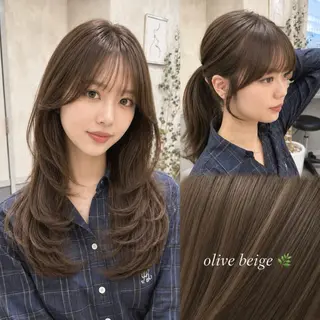 セミロング カラー レイヤー🪽髪質改善 🍥あみのヘアスタイル