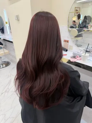 ロング カラー aku💞韓国風🩷 ピンクカラー🎀🩷のヘアスタイル