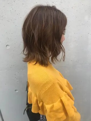 ミディアム カラー 酸性縮毛矯正🧴韓国 レイヤー/髪質改善のヘアスタイル