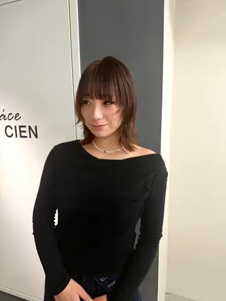 ミディアム カラー 縮毛矯正/艶髪/透明 感カラー/NENEのヘアスタイル