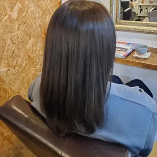 カラー セミロング 韓国風レイヤーカット 上手く丁寧早い/マツのヘアスタイル