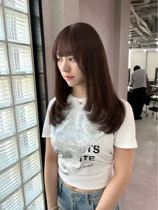 セミロング カラー 盛れる顔まわり✨🎀 レイヤー別所好葉のヘアスタイル
