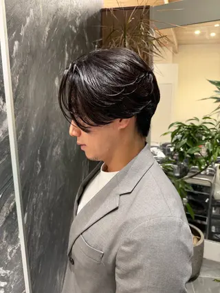 ミディアム パーマ メンズ 💈原宿指名No.1 センターパート💈のヘアスタイル