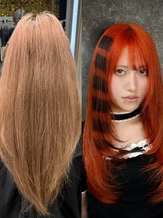 ロング カラー Mana/レイヤー プルエクステブリーチのヘアスタイル