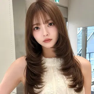 ロング カラー ヘアアレンジ 新宿/レイヤーカット 髪質改善/小顔見せのヘアスタイル