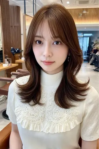 ミディアム カラー 🍒モテ暖色カラー × うる艶✧ ゆなのヘアスタイル