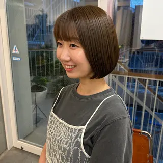 ミディアム 暖色・前髪カット 🎗️佐藤ゆみこのヘアスタイル