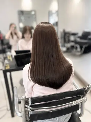 ロング カラー パーマ ヘアアレンジ 透明感/オリーブ/ グレージュ/YUKAのヘアスタイル