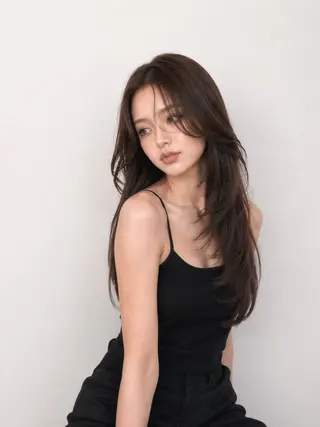 ロング カラー 顔まわりレイヤー× 韓国ヘアオタベシンヤのヘアスタイル