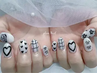 ネイル エツメ💅 長さ出し🎀デザインのネイルデザイン