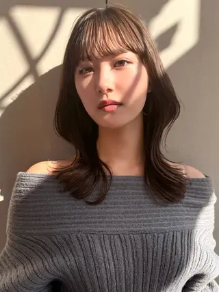 ミディアム カラー ✨コテ巻き風パーマ ✨川合佑哉のヘアスタイル