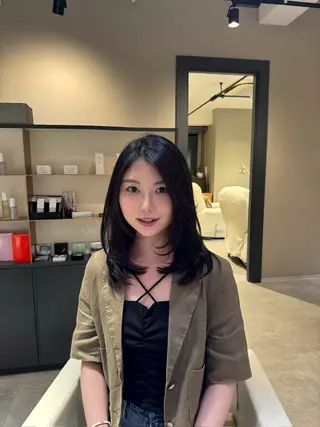 ミディアム ひめな 🎀ワンホンヘアのヘアスタイル