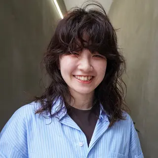 セミロング パーマ メンズハイトーン/栄 /イトウタケルのヘアスタイル