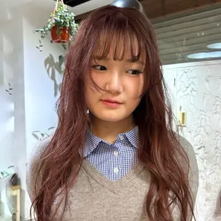 ロング カラー パーマモデル／ カラー／ﾓﾓｶのヘアスタイル