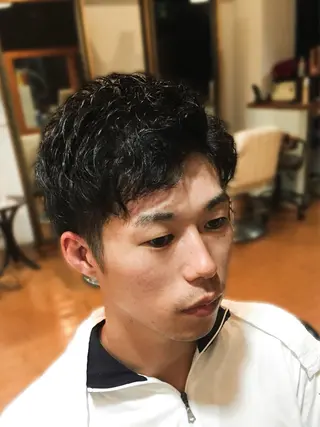 ショート カラー パーマ ヘアアレンジ メンズ men's特化　石井 貴章のヘアスタイル