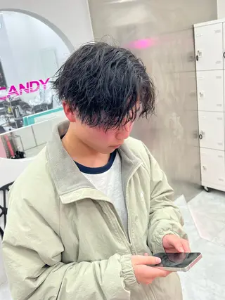 ミディアム パーマ メンズ メンズパーマ特化 TAIGAのヘアスタイル