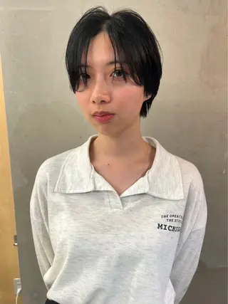 ショート 曲がる縮毛矯正 バレイヤージュ森田のヘアスタイル