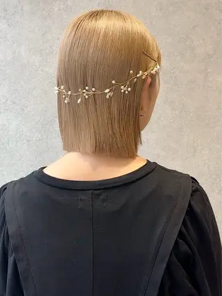ミディアム ヘアアレンジ saki🌼ボブ× 透明感カラー🌼のヘアスタイル