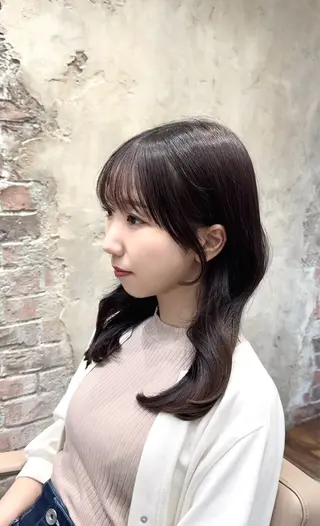 セミロング 銀座/レイヤー 顔周りカット溝手優太のヘアスタイル