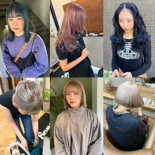 セミロング デザインカラー/ボブ ブリーチカラー/ユリのヘアスタイル