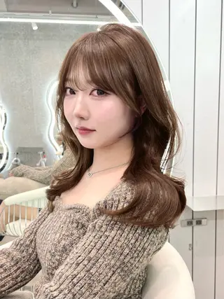 セミロング カラー 縮毛矯正ブリーチなし 🍒❤ゆうきのヘアスタイル