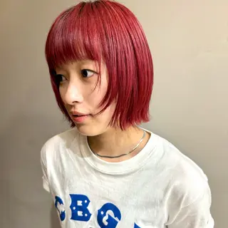 ミディアム 艶ブリーチカラー✨ ボブレイヤーSakiのヘアスタイル