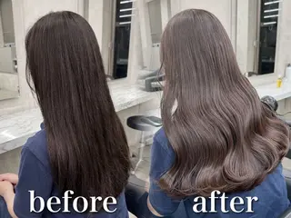 ロング カラー ブリーチ縮毛矯正飛我 韓国ヘア🫧のヘアスタイル