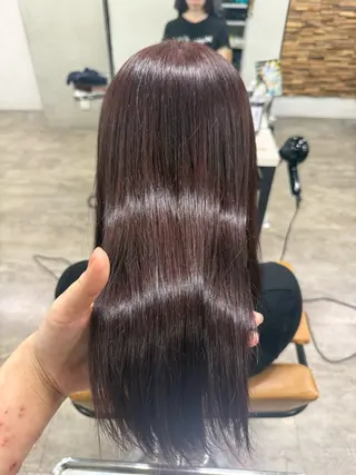 ロング SAIKA🤍ミルク ティー/ピンクカラーのヘアスタイル