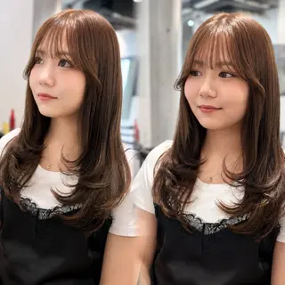 ミディアム カラー パーマ 透明感カラー✂︎ /縮毛矯正/YUKAのヘアスタイル