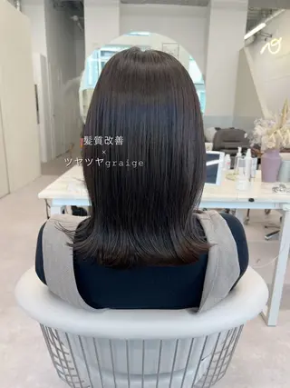 ミディアム カラー 美髪矯正/シークレッ トハイライト🤍りさのヘアスタイル