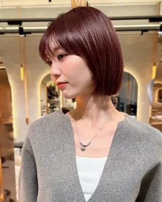 ショート 小顔レイヤー/顔周り 艶髪カラー/金山のヘアスタイル