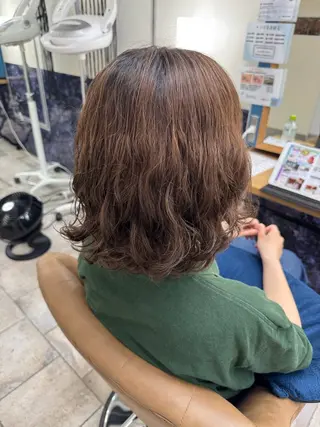 ミディアム パーマ 🍒透明感カラー/ 艶カラー/さくら🍒のヘアスタイル