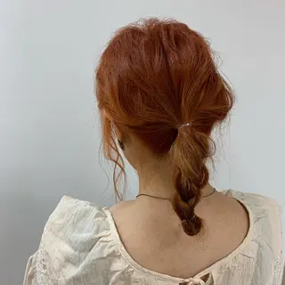 ミディアム カラー ヘアアレンジ 暖色/ブリーチカラー 🎀 M i k uのヘアスタイル