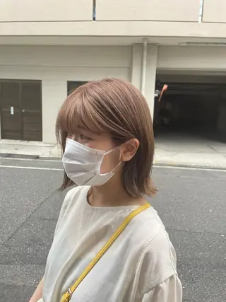 ミディアム カラー やまさきえりこ ニュアンスパーマのヘアスタイル
