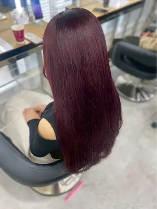 ロング カラー 韓国レイヤー透明感 艶カラー美髪縮毛矯正のヘアスタイル